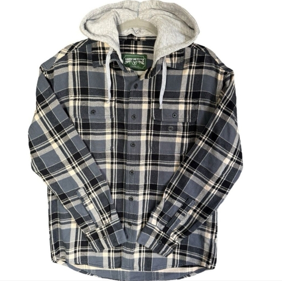 American Eagle Outfitters Other - American Eagle men's blue plaid hoodie flannel button down shirt jacket medium